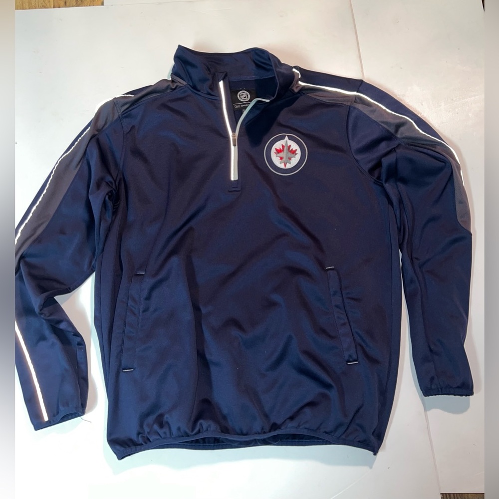 GIII Carl Banks Winnipeg Jets Quarter Zip Long Sleeve Pullover Hockey Large NHL